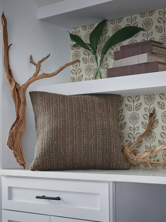 Haines Furniture Outlet - Ashley Furniture - Landcher Pillows - Pillow (4/CS) / Brown - A1001104