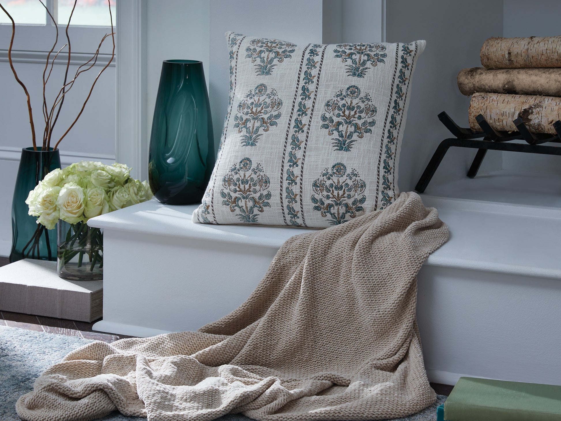 Haines Furniture Outlet - Ashley Furniture - Paulmour Pillows - Pillow (4/CS) / Ivory/Green/Brown - A1001105