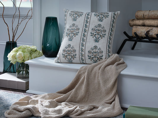 Haines Furniture Outlet - Ashley Furniture - Paulmour Pillows - Pillow (4/CS) / Ivory/Green/Brown - A1001105