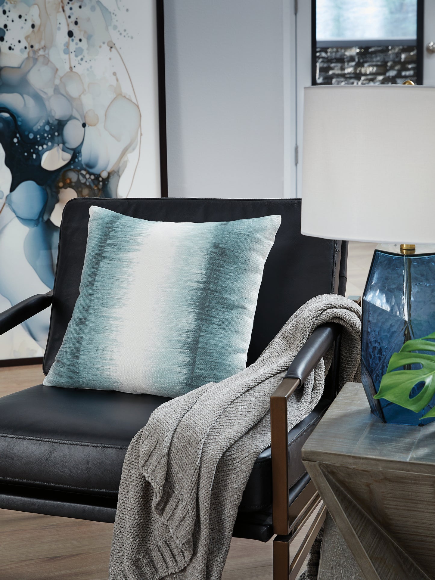 Haines Furniture Outlet - Ashley Furniture - Elonwich Pillows - Pillow / Teal/White - A1001106P