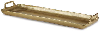 Haines Furniture Outlet - Ashley Furniture - Posy Tray - Tray / Gold Finish - A2000136