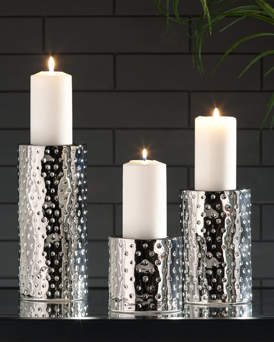 Haines Furniture Outlet - Ashley Furniture - Marisa Candle Holder - Candle Holder Set (3/CN) / Gold Finish - A2000461