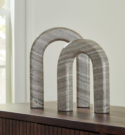 Haines Furniture Outlet - Ashley Furniture - Keithton Sculpture - Sculpture Set (Set of 2) / Taupe - A2000618