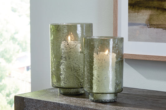 Haines Furniture Outlet - Ashley Furniture - Clarkton Candle Holder - Candle Holder Set (Set of 2) / Green - A2000623