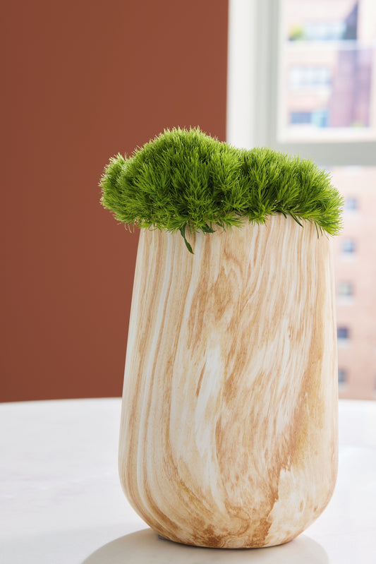 Haines Furniture Outlet - Ashley Furniture - Cammen Vase - Vase / Tan/White - A2000646
