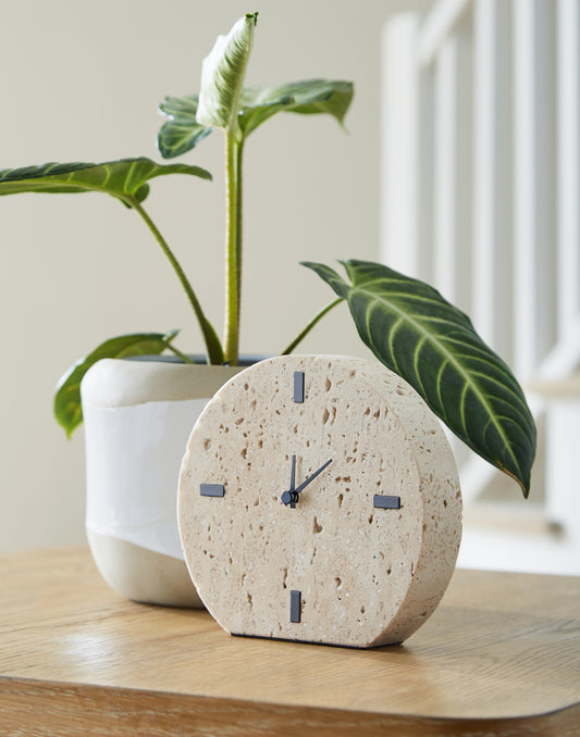 Haines Furniture Outlet - Ashley Furniture - Donfordson Table Clock (Set of 2) - Table Clock (2/CS) / Beige - A2000660