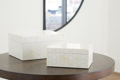 Haines Furniture Outlet - Ashley Furniture - Aldenburg Box (Set of 2) - Box Set (Set of 2) / Cream - A2000690