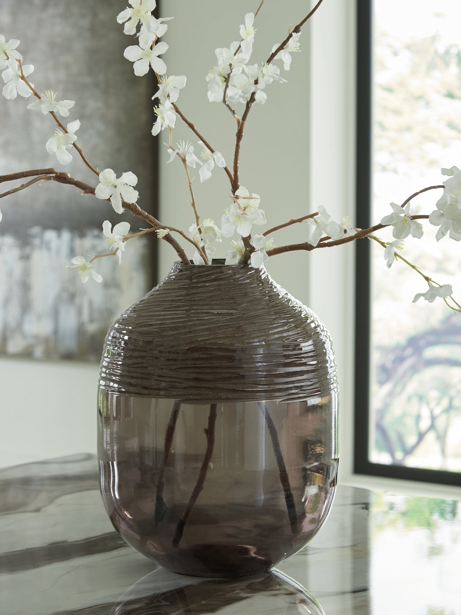 Haines Furniture Outlet - Ashley Furniture - Harpwick Vase - Vase / Iridescent Gray - A2000727