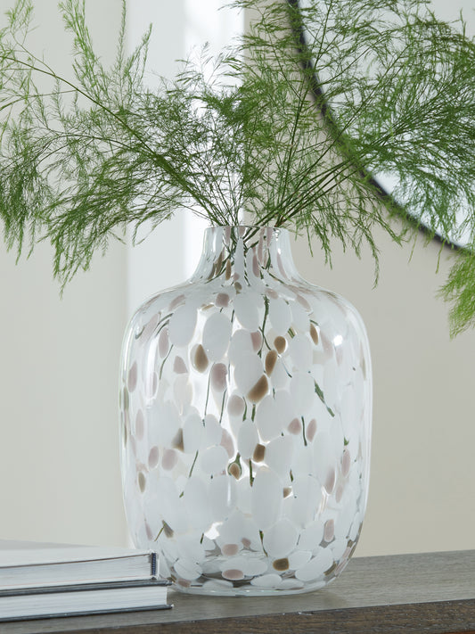 Haines Furniture Outlet - Ashley Furniture - Keelton Vase - Vase / White/Taupe/Pink - A2000760
