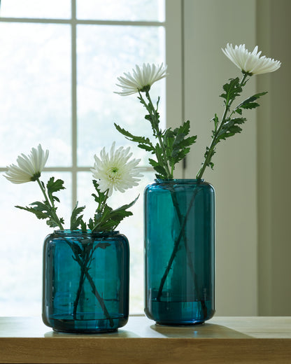 Haines Furniture Outlet - Ashley Furniture - Inisland Vase - Vase Set (Set of 2) / Teal - A2000797A1