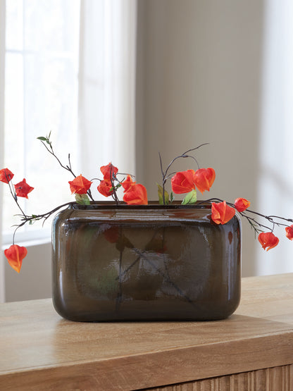 Haines Furniture Outlet - Ashley Furniture - Sumner Vase - Vase / Gray/Gold Finish - A2000810