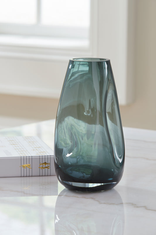 Haines Furniture Outlet - Ashley Furniture - Beamund Vase - Vase (2/CS) / Teal Blue - A2900010
