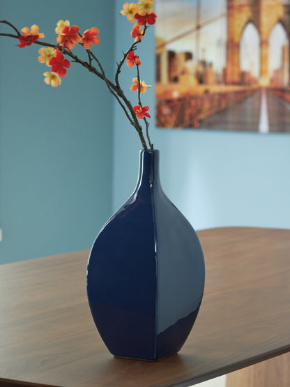 Haines Furniture Outlet - Ashley Furniture - Abtinson Vase - Vase / Navy - A2900032