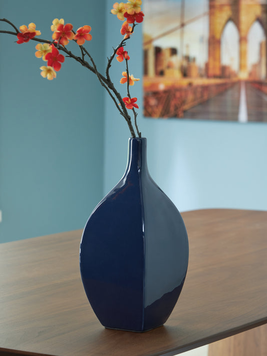 Haines Furniture Outlet - Ashley Furniture - Abtinson Vase - Vase / Navy - A2900032