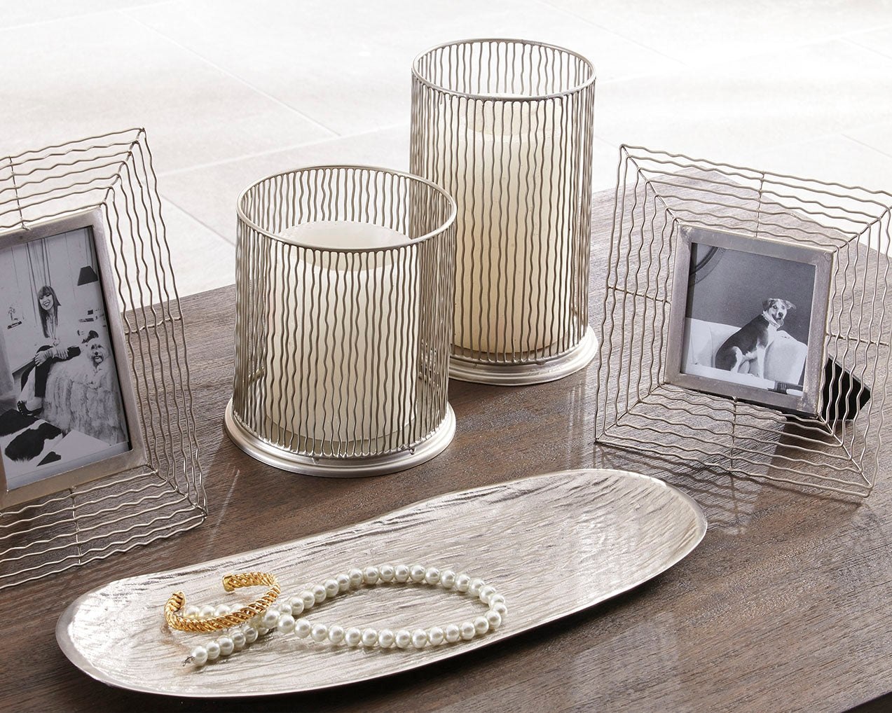 Haines Furniture Outlet - Ashley Furniture - Dympna Accessory Set (Set of 5) - Accessory Set (5/CN) / Silver Finish - A2C00115