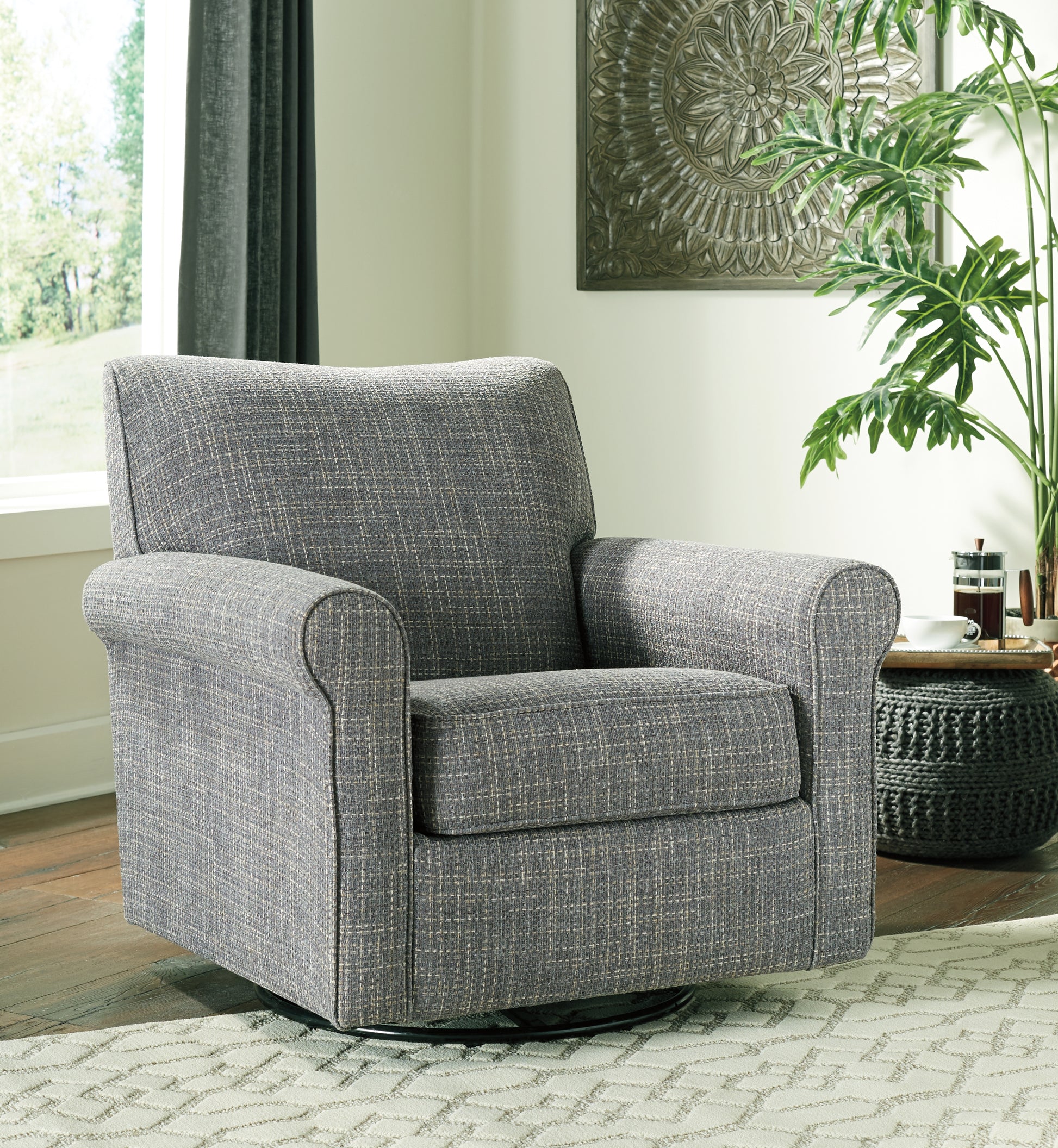 Haines Furniture Outlet - Ashley Furniture - Renley Accent Chair - Swivel Glider Accent Chair / Ash - A3000002