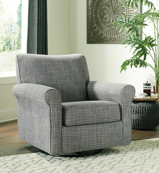 Haines Furniture Outlet - Ashley Furniture - Renley Accent Chair - Swivel Glider Accent Chair / Ash - A3000002