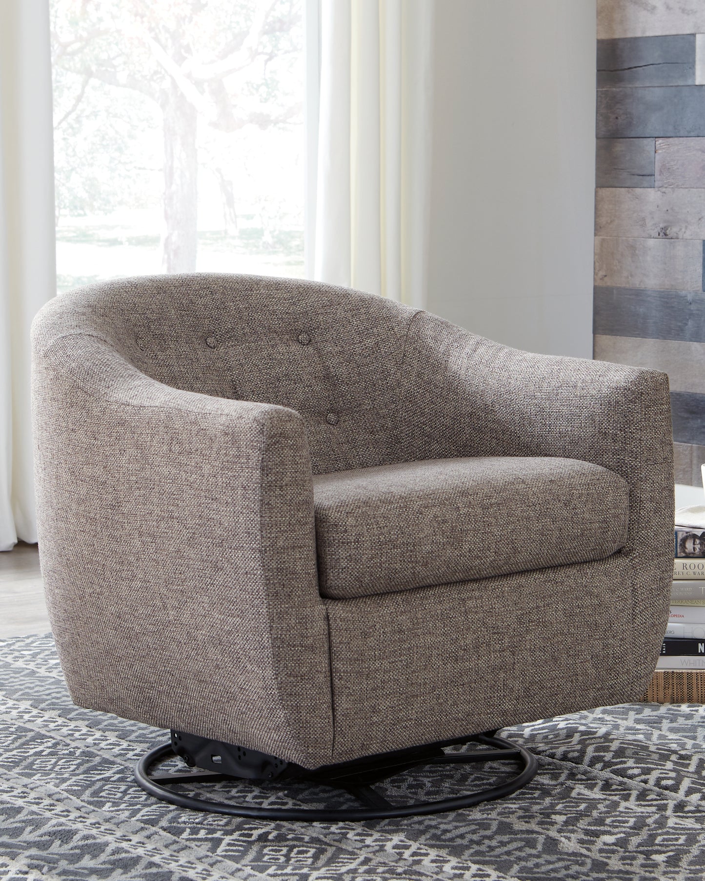 Haines Furniture Outlet - Ashley Furniture - Upshur Accent Chair - Swivel Glider Accent Chair / Taupe - A3000003