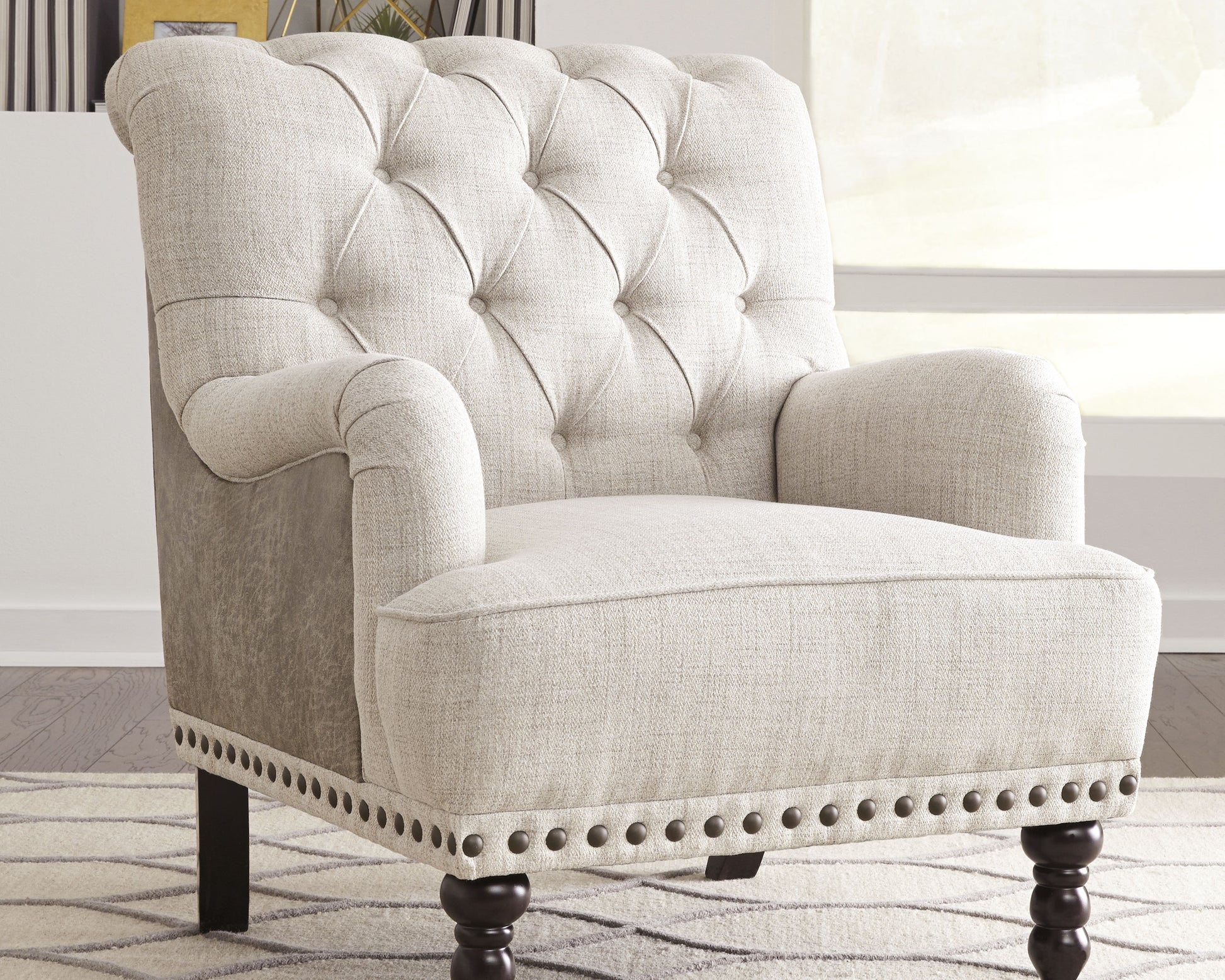 Haines Furniture Outlet - Ashley Furniture - Tartonelle Accent Chair - Accent Chair / Ivory/Taupe - A3000053