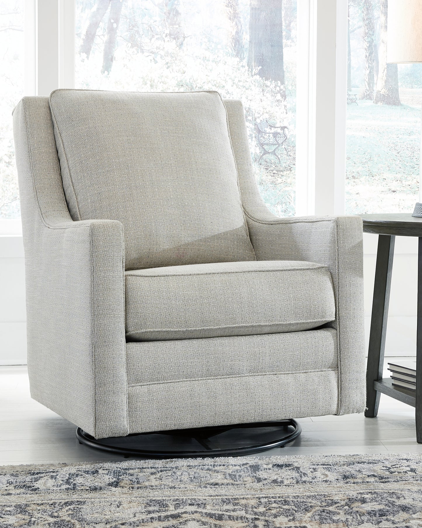 Haines Furniture Outlet - Ashley Furniture - Kambria Swivel Glider Accent Chair - Swivel Glider Accent Chair / Frost - A3000206