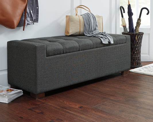 Haines Furniture Outlet - Ashley Furniture - Cortwell Storage Bench - Storage Bench / Gray / 54"W x 18"D x 18"H - A3000224