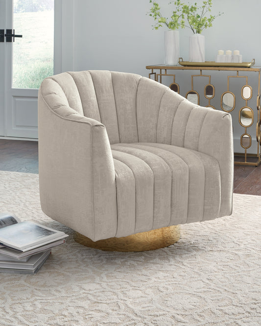 Haines Furniture Outlet - Ashley Furniture - Penzlin Accent Chair - Swivel Accent Chair / Pearl - A3000241