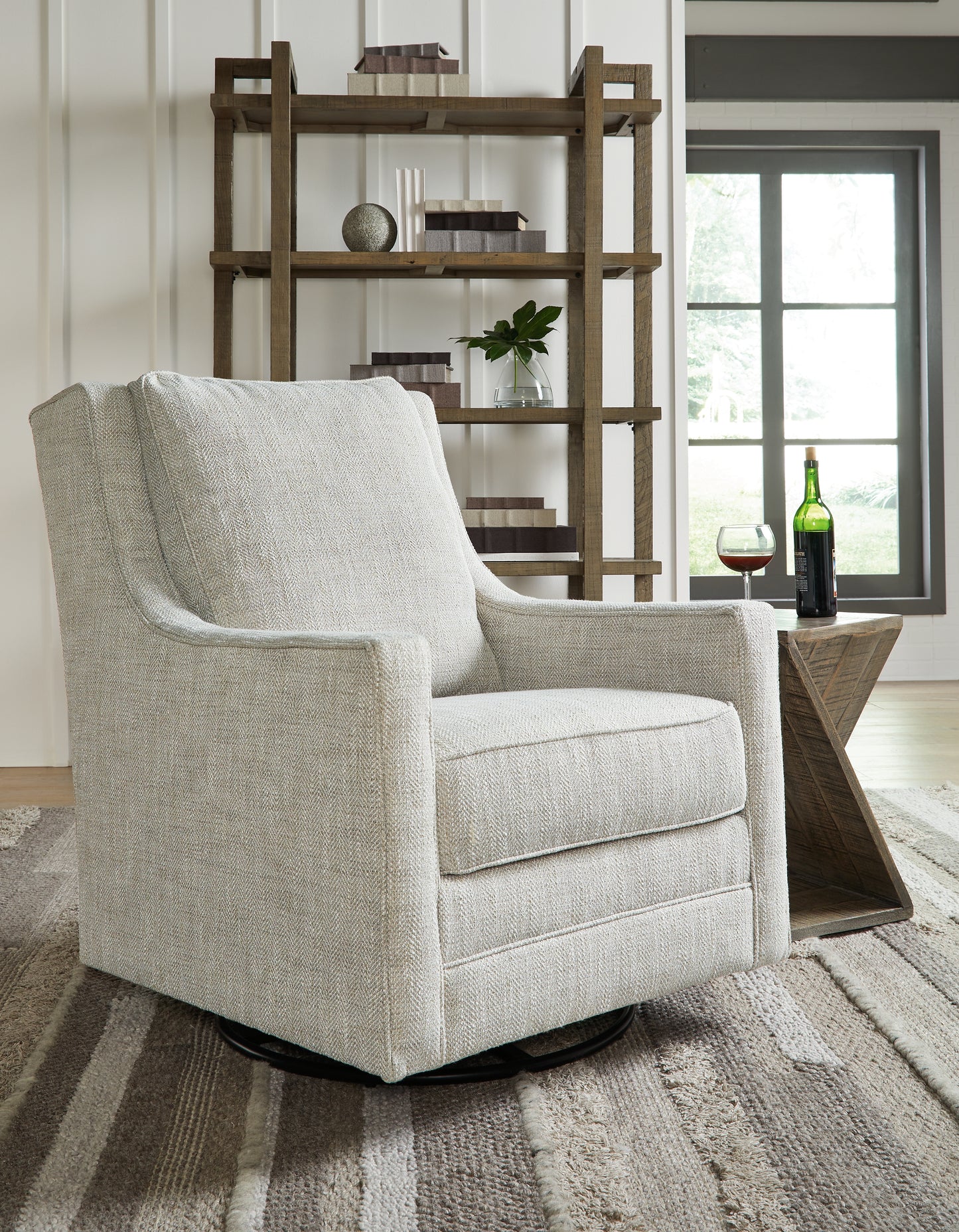 Haines Furniture Outlet - Ashley Furniture - Kambria Swivel Glider Accent Chair - Swivel Glider Accent Chair / Fog - A3000265
