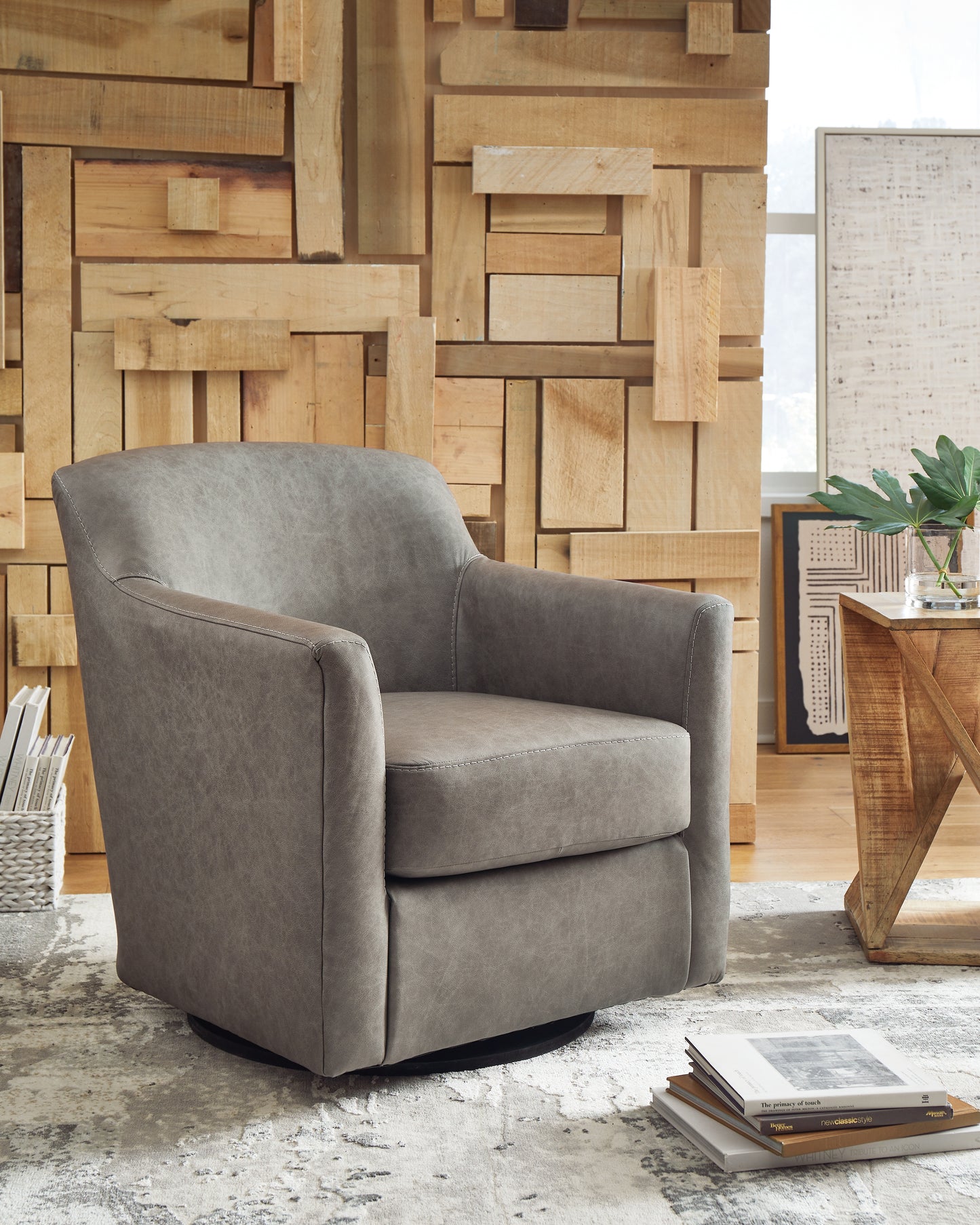 Haines Furniture Outlet - Ashley Furniture - Bradney Swivel Accent Chair - Swivel Accent Chair / Fossil - A3000324
