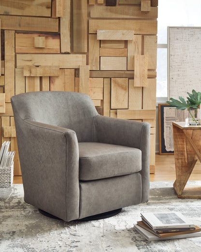 Haines Furniture Outlet - Ashley Furniture - Bradney Swivel Accent Chair - Swivel Accent Chair / Fossil - A3000324