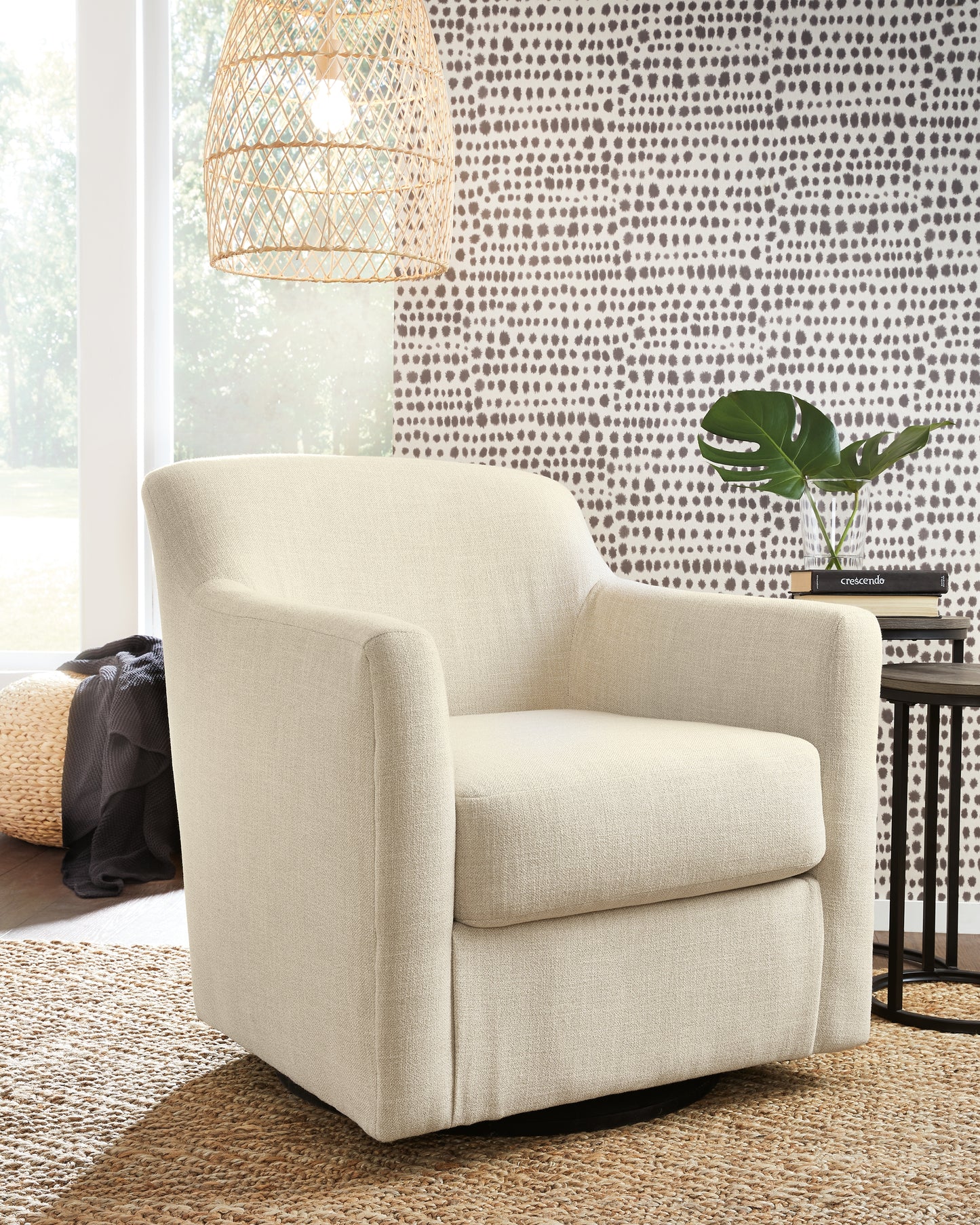 Haines Furniture Outlet - Ashley Furniture - Bradney Swivel Accent Chair - Swivel Accent Chair / Linen - A3000325
