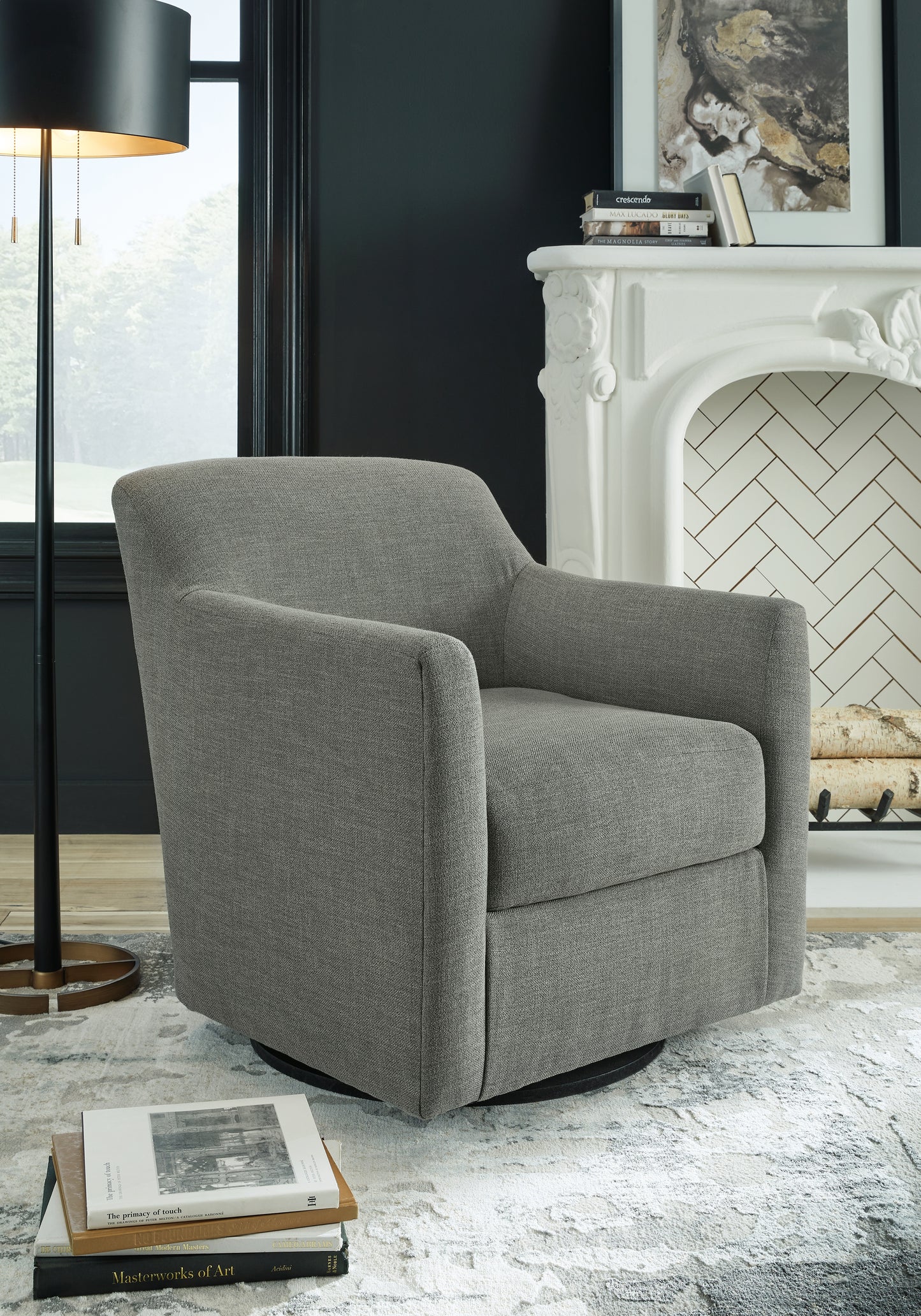 Haines Furniture Outlet - Ashley Furniture - Bradney Swivel Accent Chair - Swivel Accent Chair / Fossil - A3000324