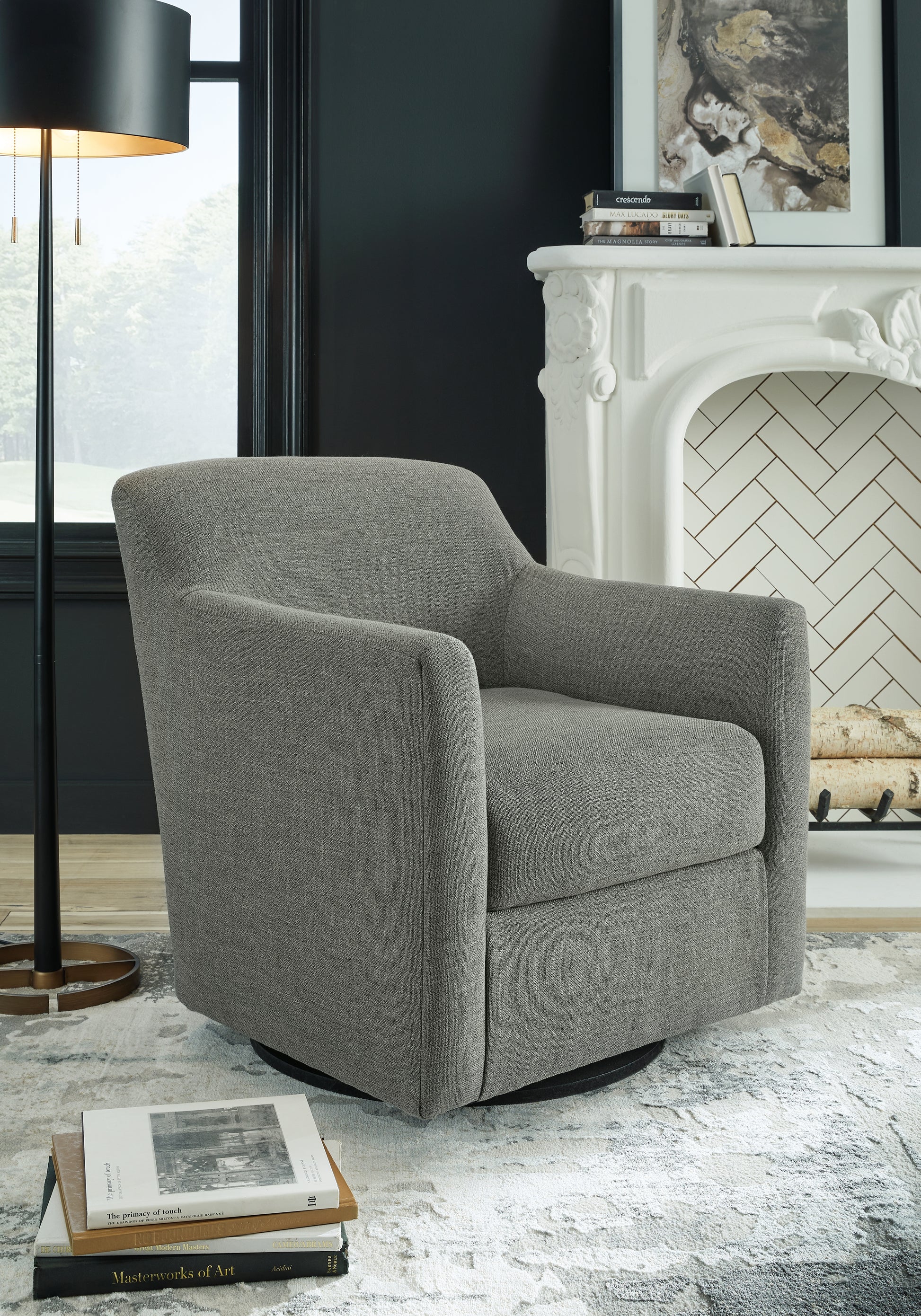 Haines Furniture Outlet - Ashley Furniture - Bradney Swivel Accent Chair - Swivel Accent Chair / Fossil - A3000324