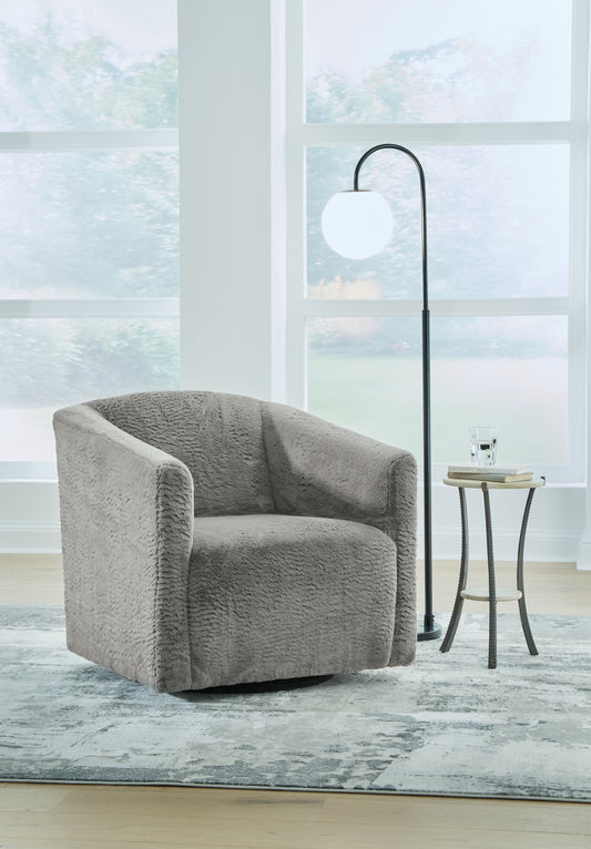 Haines Furniture Outlet - Ashley Furniture - Bramner Accent Chair - Swivel Accent Chair / Charcoal - A3000330