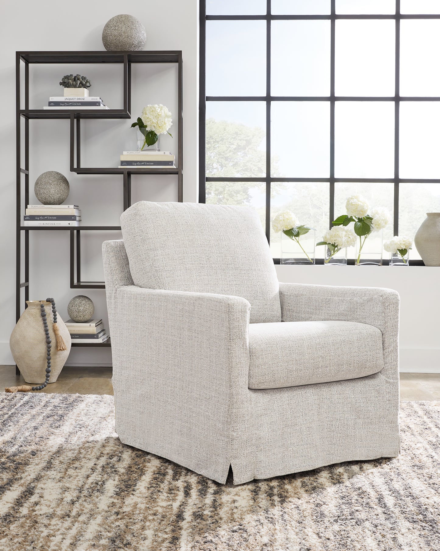 Haines Furniture Outlet - Ashley Furniture - Nenana Next-Gen Nuvella Swivel Glider Accent Chair - Swivel Glider Accent Chair / Stone - A3000644