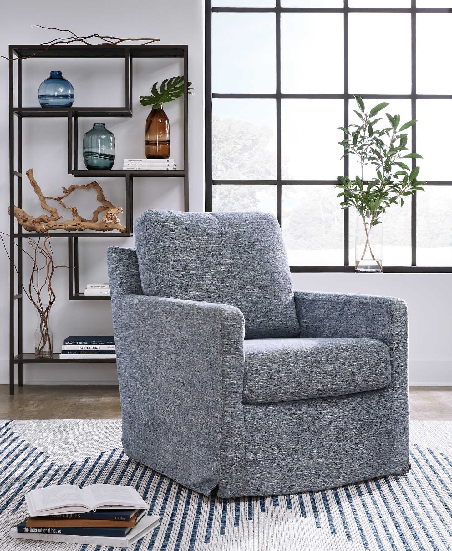 Haines Furniture Outlet - Ashley Furniture - Nenana Next-Gen Nuvella Swivel Glider Accent Chair - Swivel Glider Accent Chair / Stone - A3000644