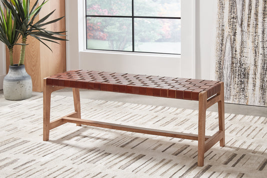 Haines Furniture Outlet - Ashley Furniture - Lemmund Accent Bench - Accent Bench / Natural/Brown / 48"W x 16"D x 18"H - A3000682