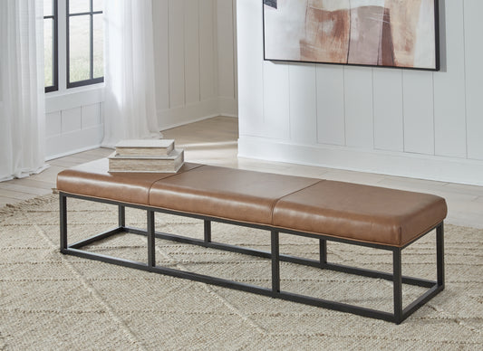 Haines Furniture Outlet - Ashley Furniture - Joston Accent Bench - Accent Bench / Caramel / 71"W x 19"D x 16"H - A3000693