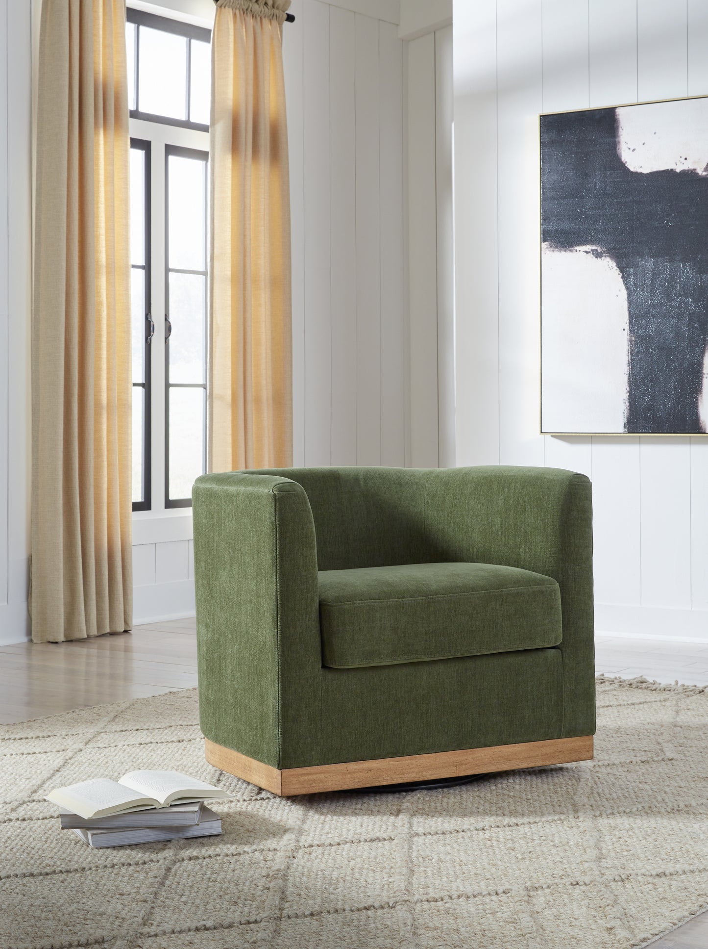 Haines Furniture Outlet - Ashley Furniture - Jersonlow Swivel Accent Chair - Swivel Accent Chair / Forest Green - A3000696
