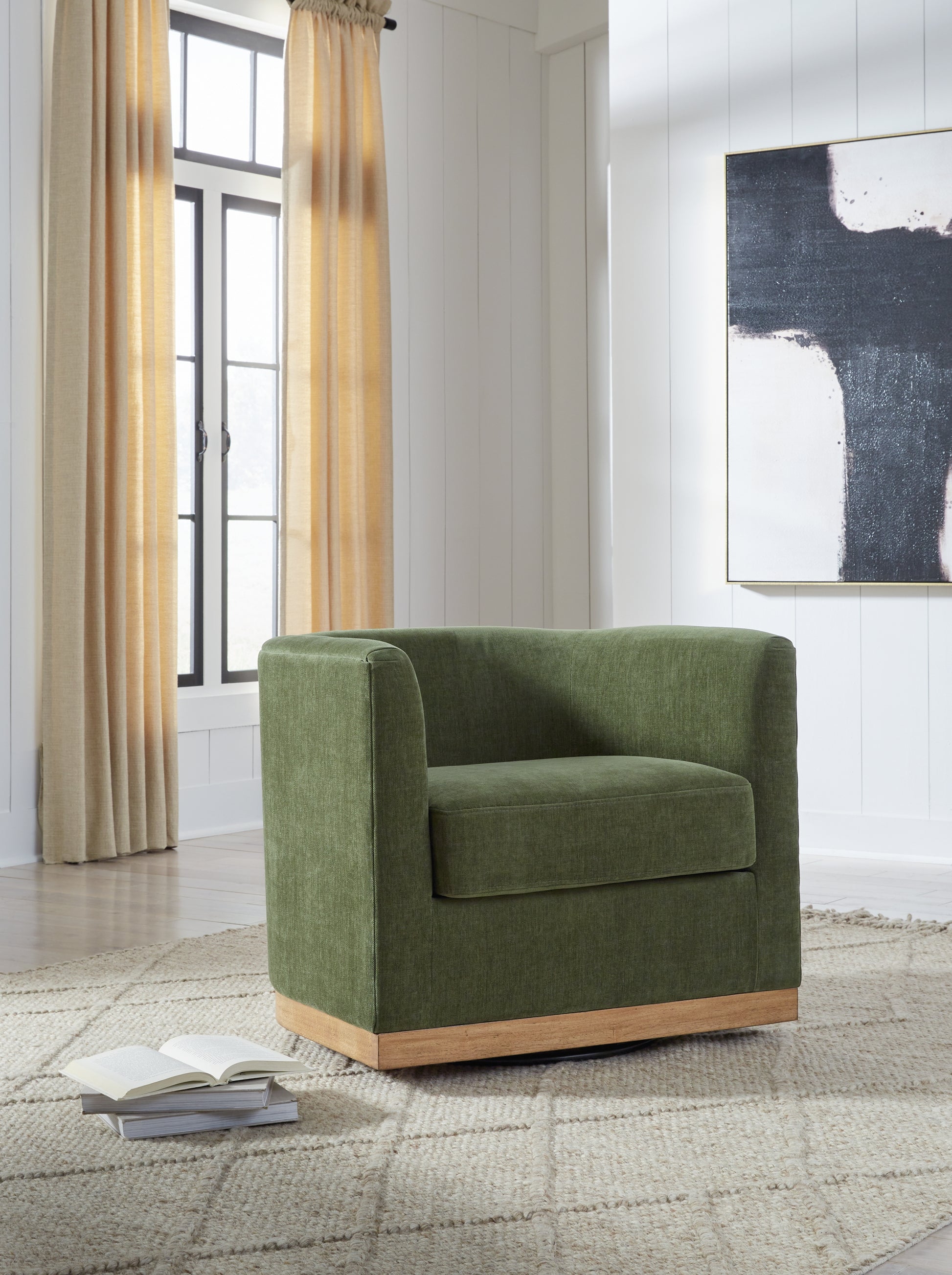 Haines Furniture Outlet - Ashley Furniture - Jersonlow Swivel Accent Chair - Swivel Accent Chair / Forest Green - A3000696