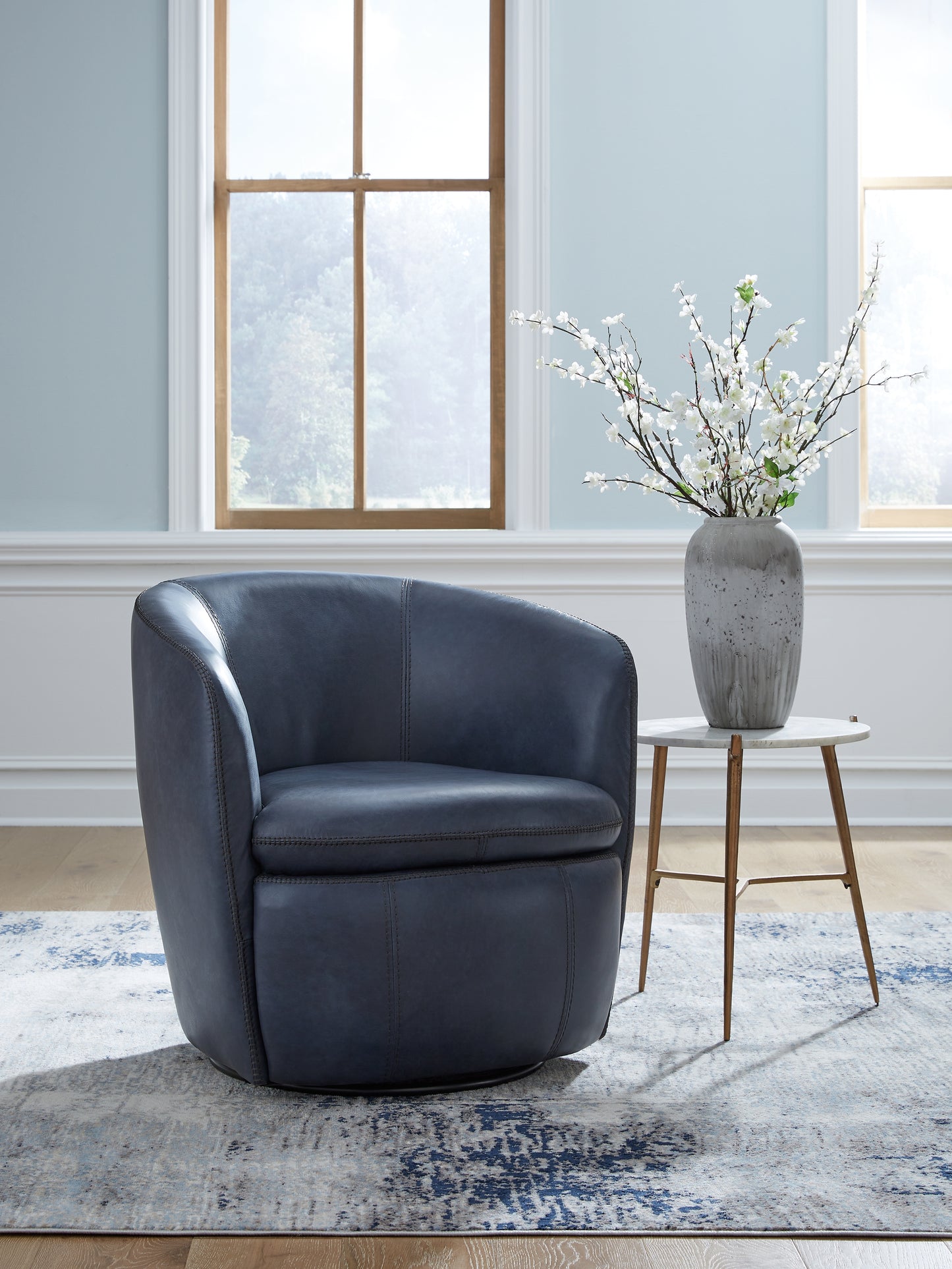 Haines Furniture Outlet - Ashley Furniture - Kierreys Swivel Accent Chair - Swivel Accent Chair / Ocean - A3000701