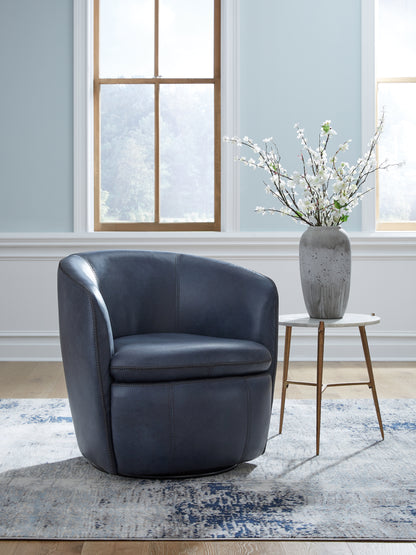 Haines Furniture Outlet - Ashley Furniture - Kierreys Swivel Accent Chair - Swivel Accent Chair / Ocean - A3000701