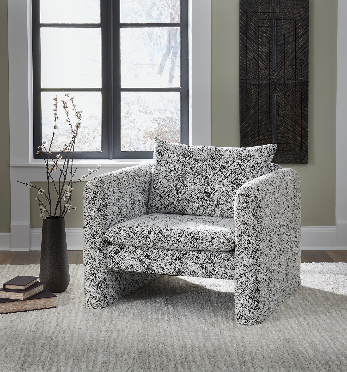 Haines Furniture Outlet - Ashley Furniture - Kenbell Accent Chair - Accent Chair / Black/White - A3000705