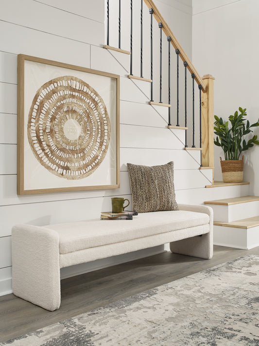 Haines Furniture Outlet - Ashley Furniture - Lembertson Accent Bench - Accent Bench / Ecru / 70"W x 18"D x 19"H - A3000714