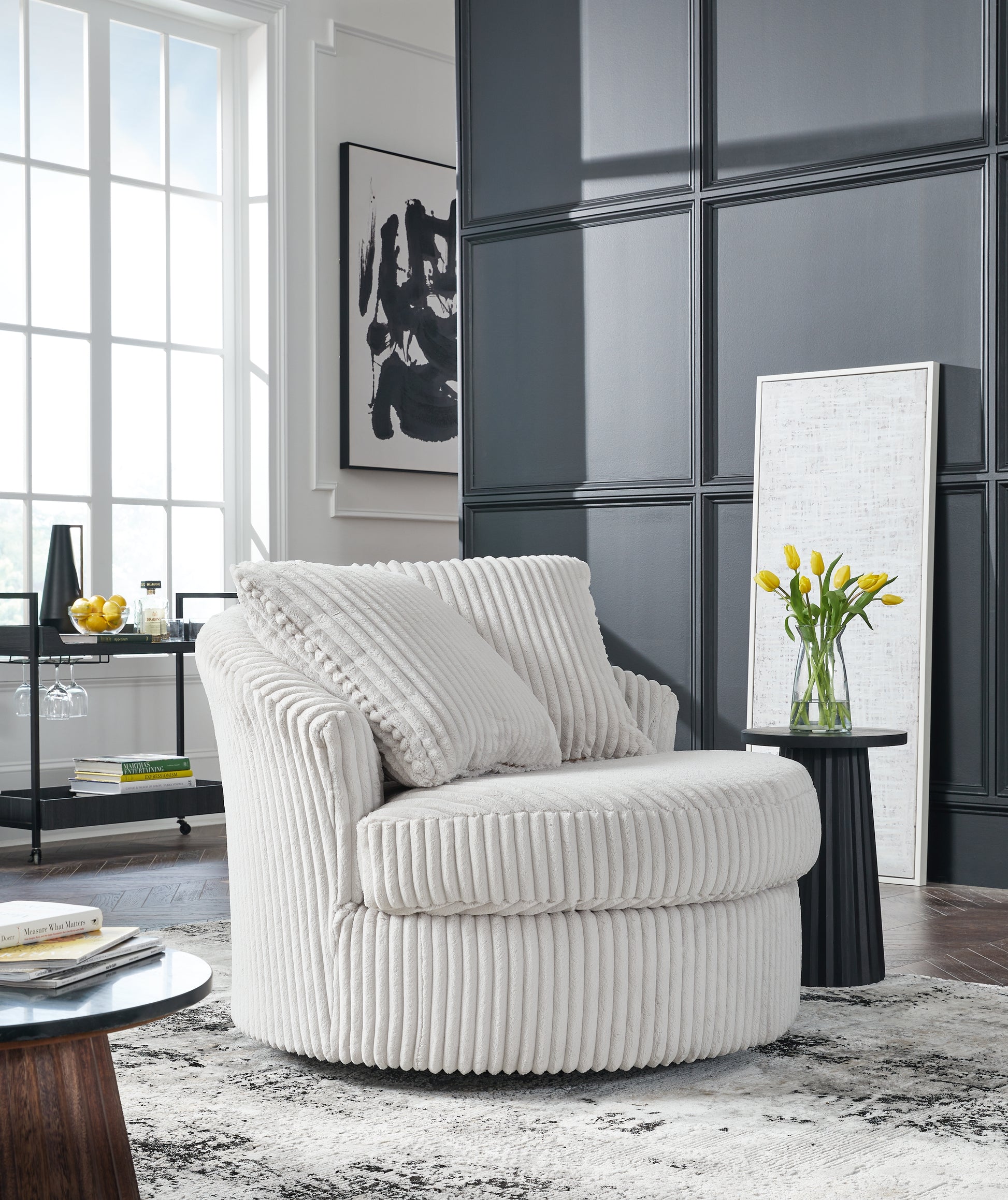 Haines Furniture Outlet - Ashley Furniture - Gramwell Swivel Accent Chair - Swivel Accent Chair / Onyx - A3000725