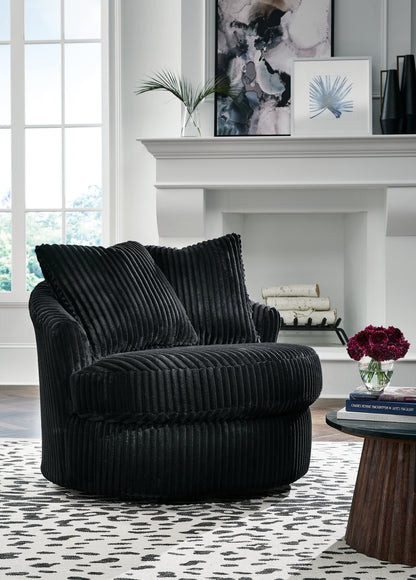 Haines Furniture Outlet - Ashley Furniture - Gramwell Swivel Accent Chair - Swivel Accent Chair / Onyx - A3000725