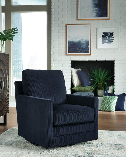Haines Furniture Outlet - Ashley Furniture - Icaman Swivel Accent Chair - Swivel Accent Chair / Navy - A3000727