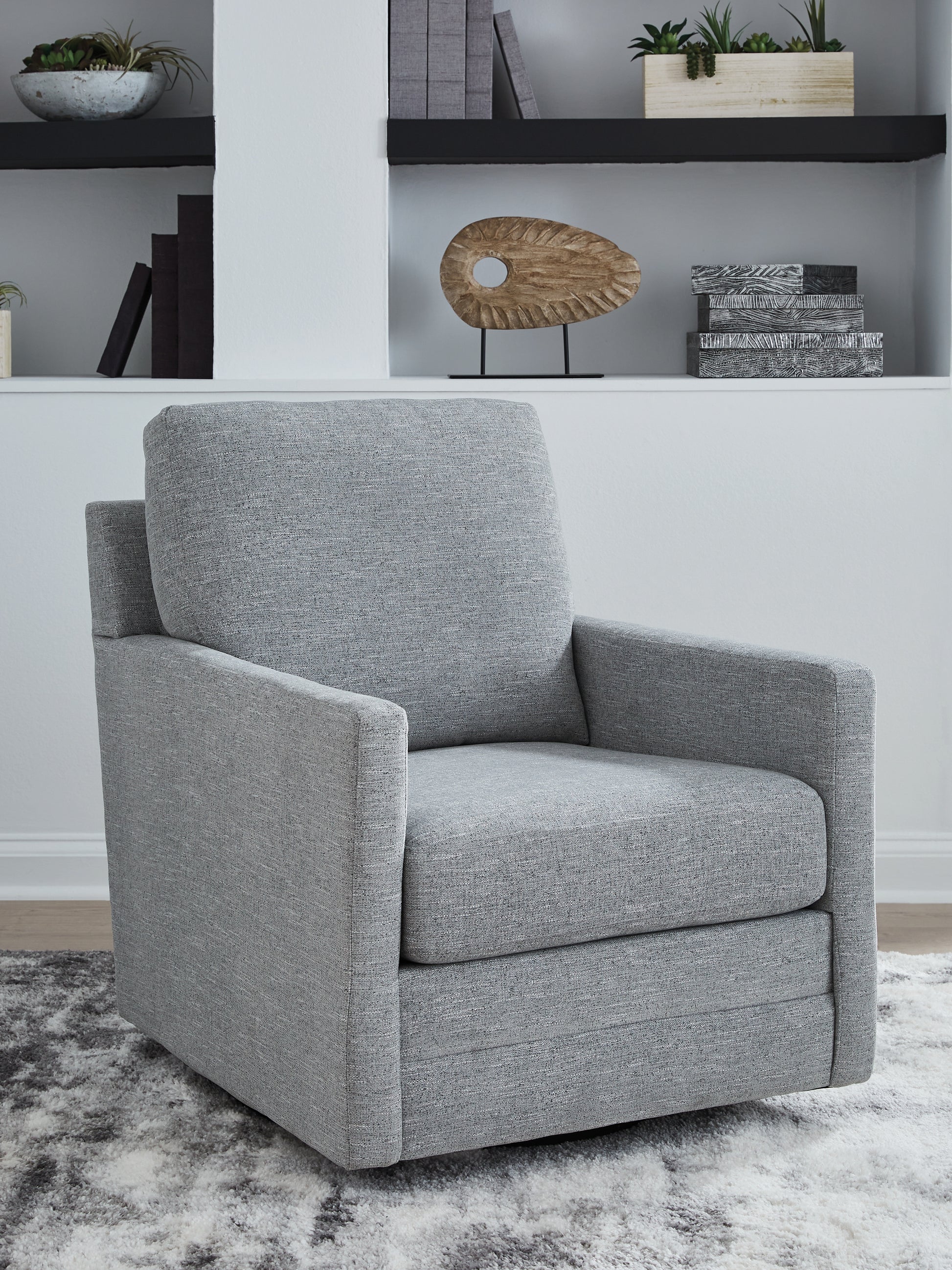Haines Furniture Outlet - Ashley Furniture - Freybourne Next-Gen Nuvella Swivel Accent Chair - Swivel Accent Chair / Pewter - A3000737
