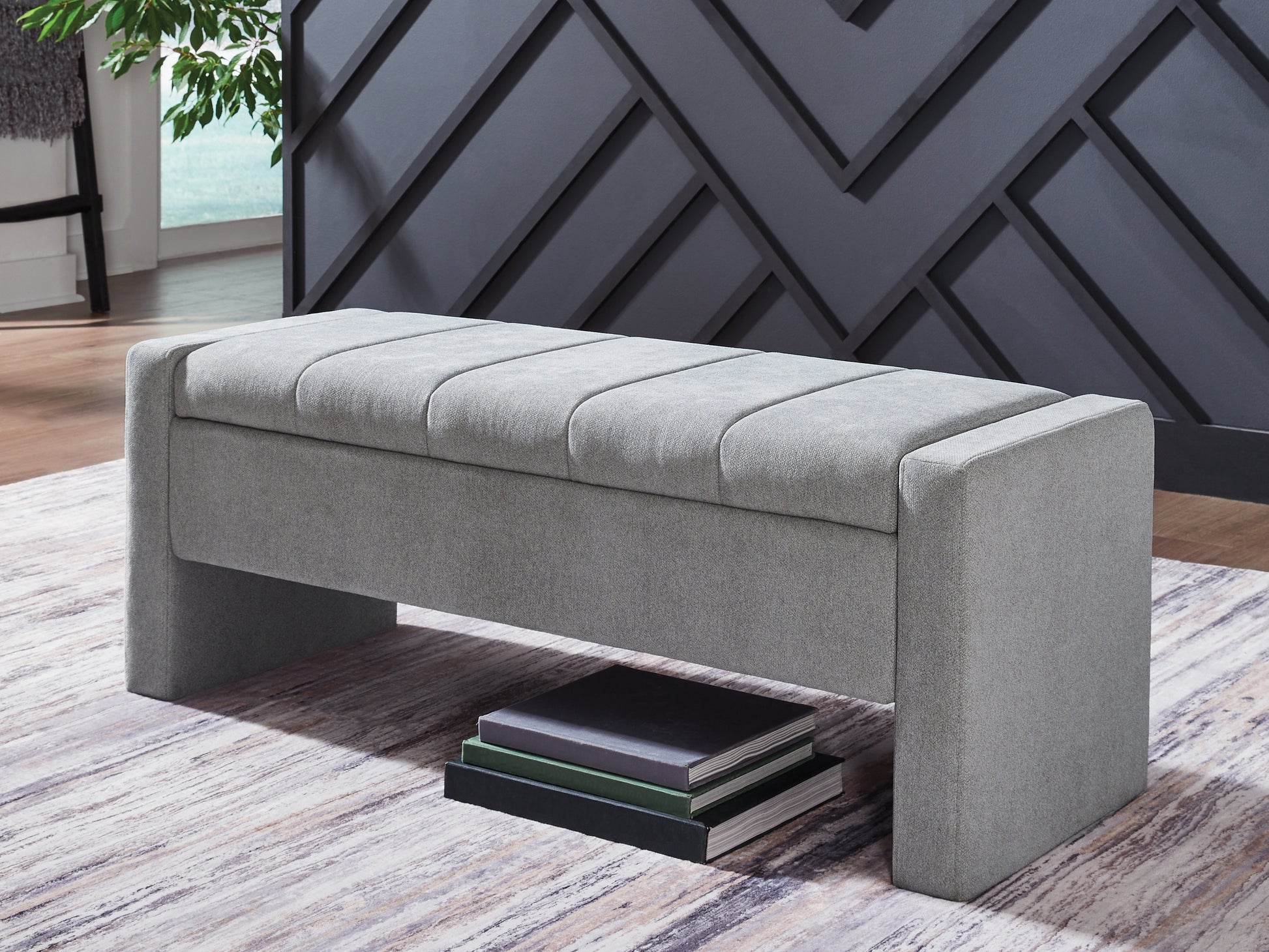 Haines Furniture Outlet - Ashley Furniture - Akselman Storage Bench - Storage Bench / Gray / 50"W x 19"D x 19"H - A3000744