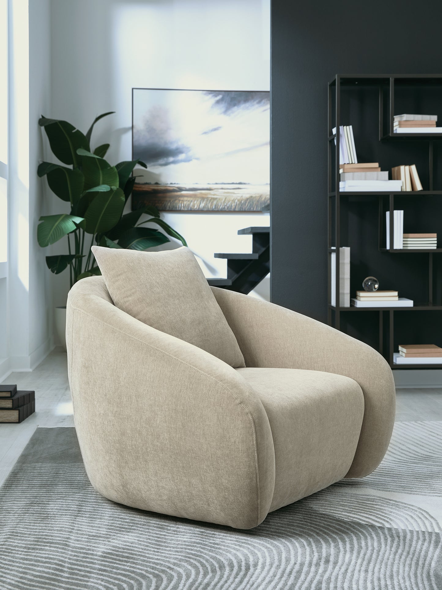 Haines Furniture Outlet - Ashley Furniture - Yahya Swivel Accent Chair - Swivel Accent Chair / Pebble - A3000782