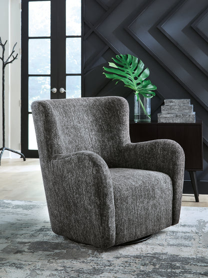 Haines Furniture Outlet - Ashley Furniture - Rowenburg Swivel Glider Accent Chair - Swivel Glider Accent Chair / Heather Charcoal - A3000796